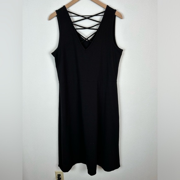 August Silk Midi Black Strappy V-Neck Dress XL - Picture 4 of 8